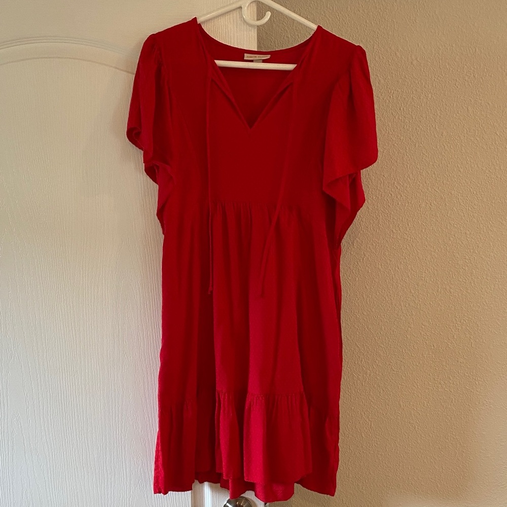 Knox Rose red flutter sleeve dress with front ties Small